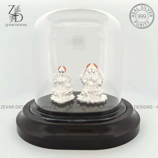 Zevar Designs 925 Silver religious Pure Silver Idol Laxmi ji & Ganpati ji - 999 Purity