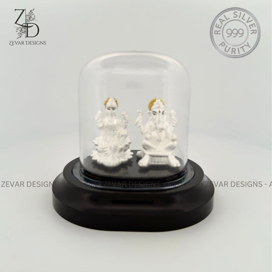 Zevar Designs 925 Silver religious Pure Silver Religious Idol Laxmi ji & Ganpati ji - 999 Purity