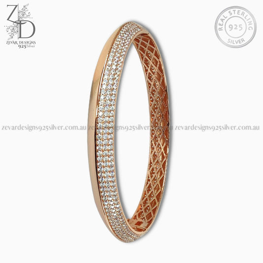 Zevar Designs 925 Silver mens-bracelets AD Sikhi Kada - Rose Gold