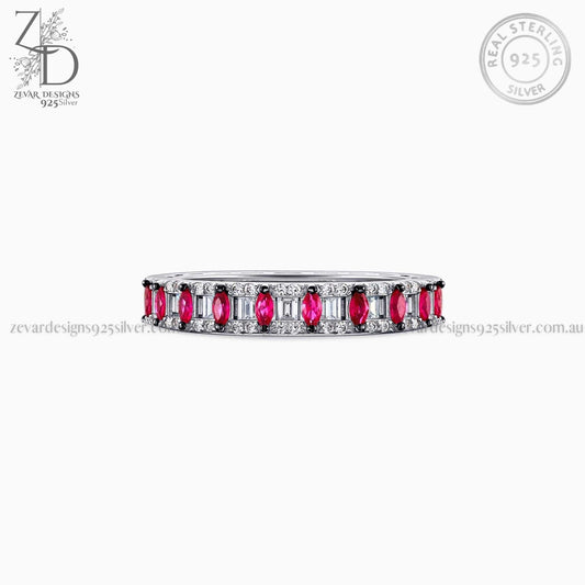 Zevar Designs 925 Silver women-rings AD Band Ring - Ruby