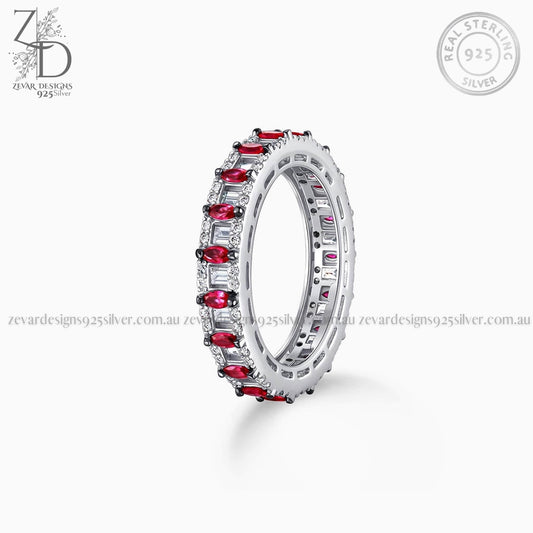 Zevar Designs 925 Silver women-rings AD Band Ring - Ruby