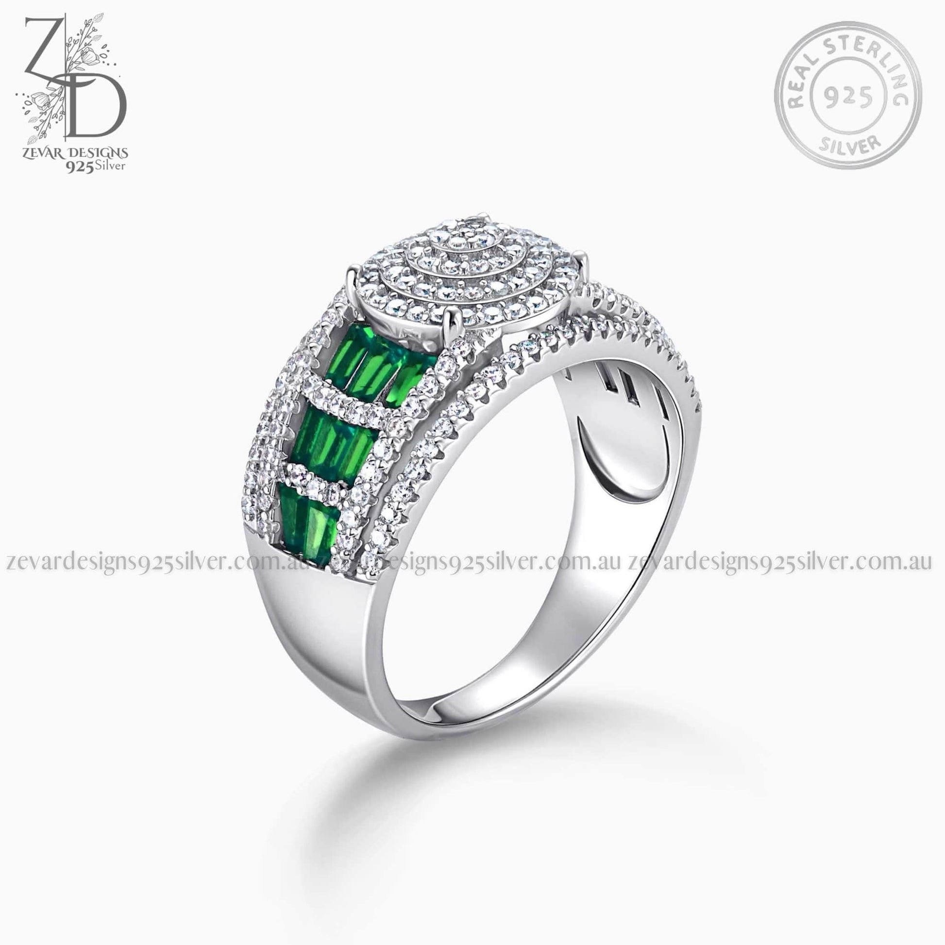 Zevar Designs 925 Silver women-rings AD Emerald Ring