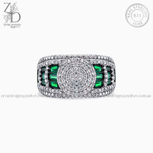 Zevar Designs 925 Silver women-rings AD Emerald Ring