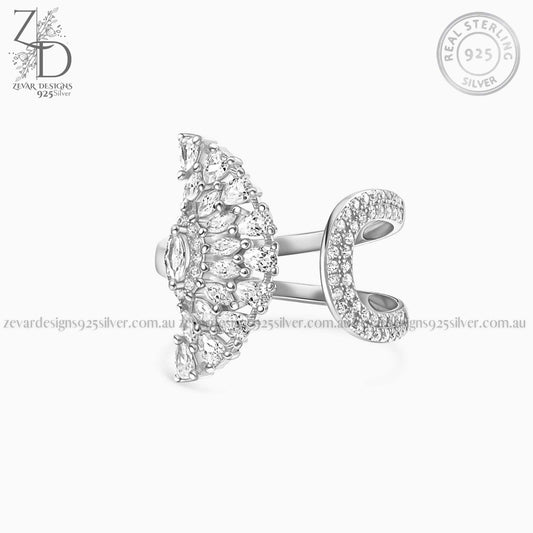 Zevar Designs 925 Silver women-rings AD Ring - Front Open