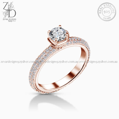 Zevar Designs 925 Silver women-rings AD Ring Rose Gold