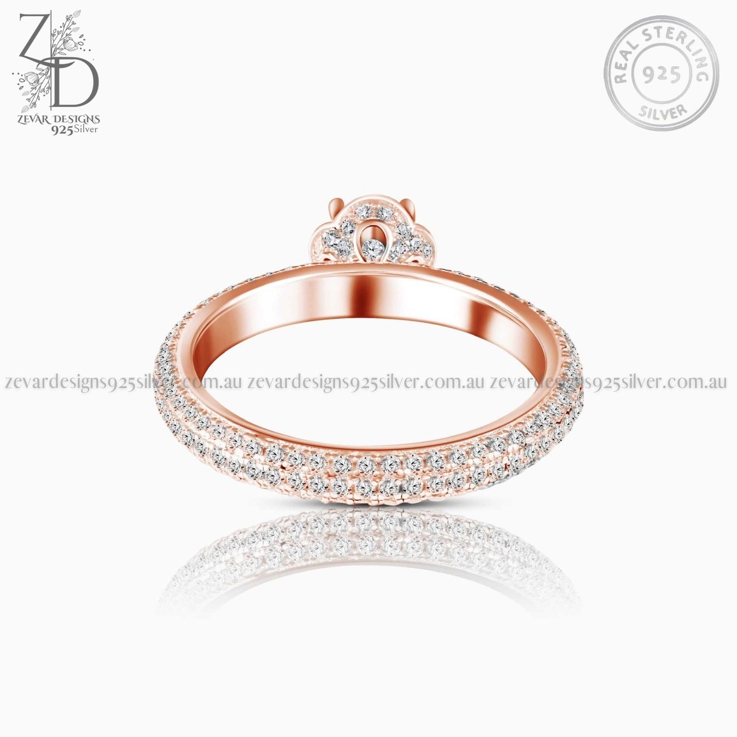 Zevar Designs 925 Silver women-rings AD Ring Rose Gold